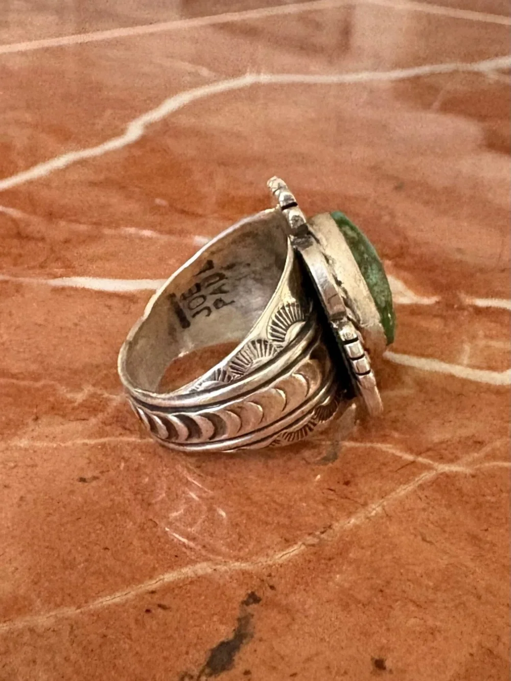 Large Sterling & Turquoise Ring By Navajo Artist Joe Paul Native American